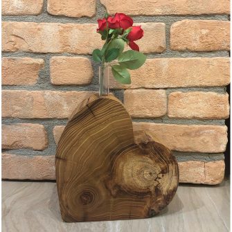 Enolike - Vaso in legno a forma di cuore - fatto a mano
