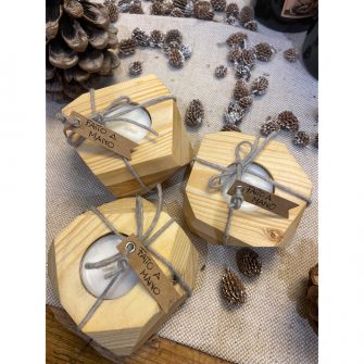 Enolike - Porta candele in legno - piccolo - fatto a mano
