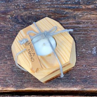 Enolike - Porta candele in legno - grande - fatto a mano