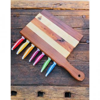 Enolike - Tagliere porta coltelli in legno - fatto a mano