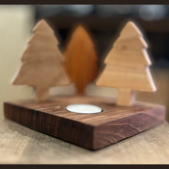 Enolike - Porta candele con pinetti di Natale - in legno